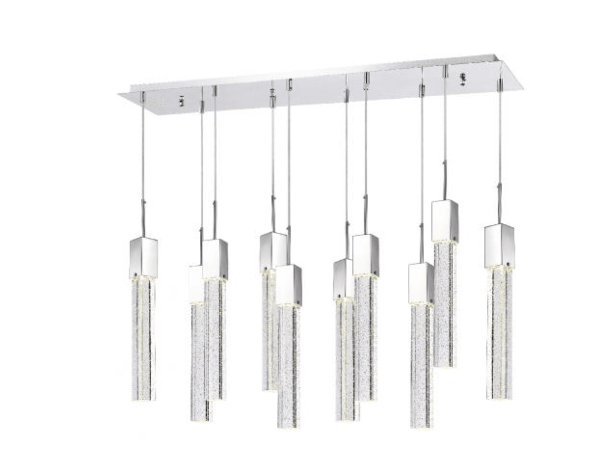 Kay Rectangle Crystal Chandelier -XL 10 Pendant Light - Euro Living Furniture