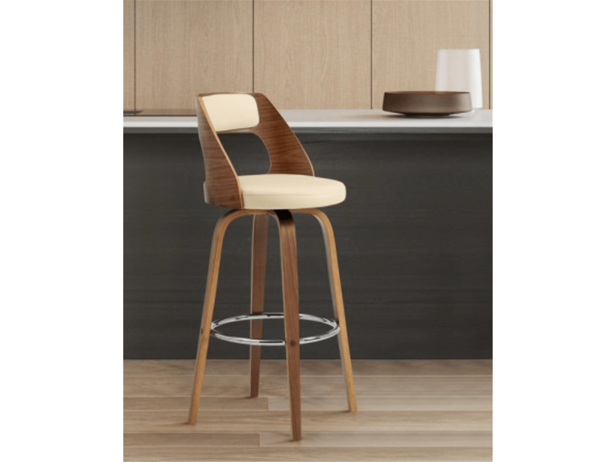 Jimmy 26in Counter Ht Barstool Walnut/Cream - Euro Living Furniture