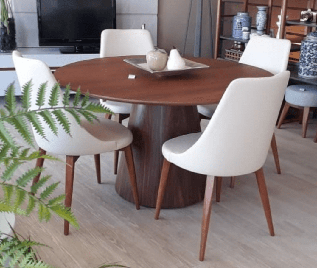 Leslie Round Dining Table White HG 59in - Euro Living Furniture