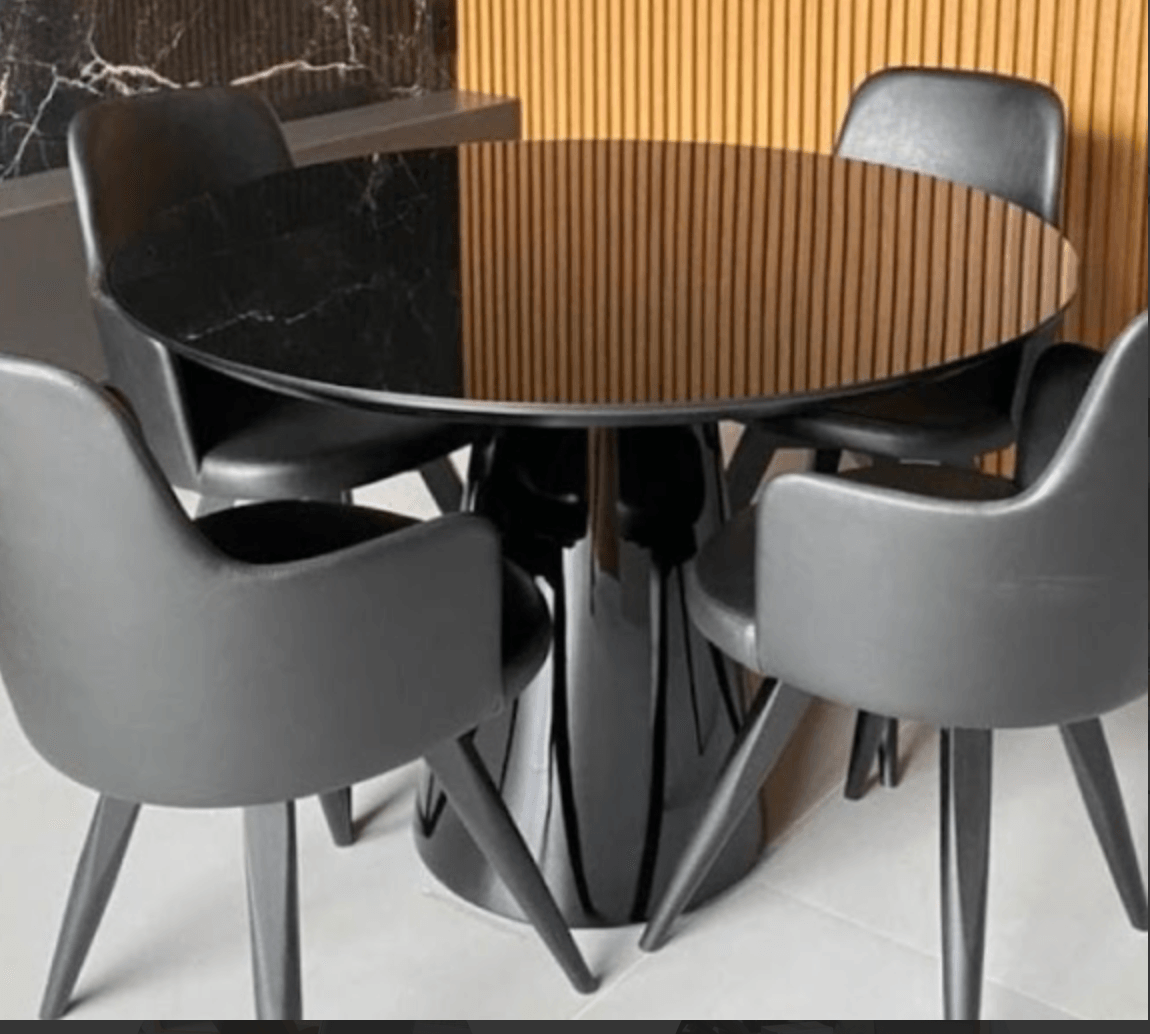 Leslie Round Dining Table White HG 59in - Euro Living Furniture