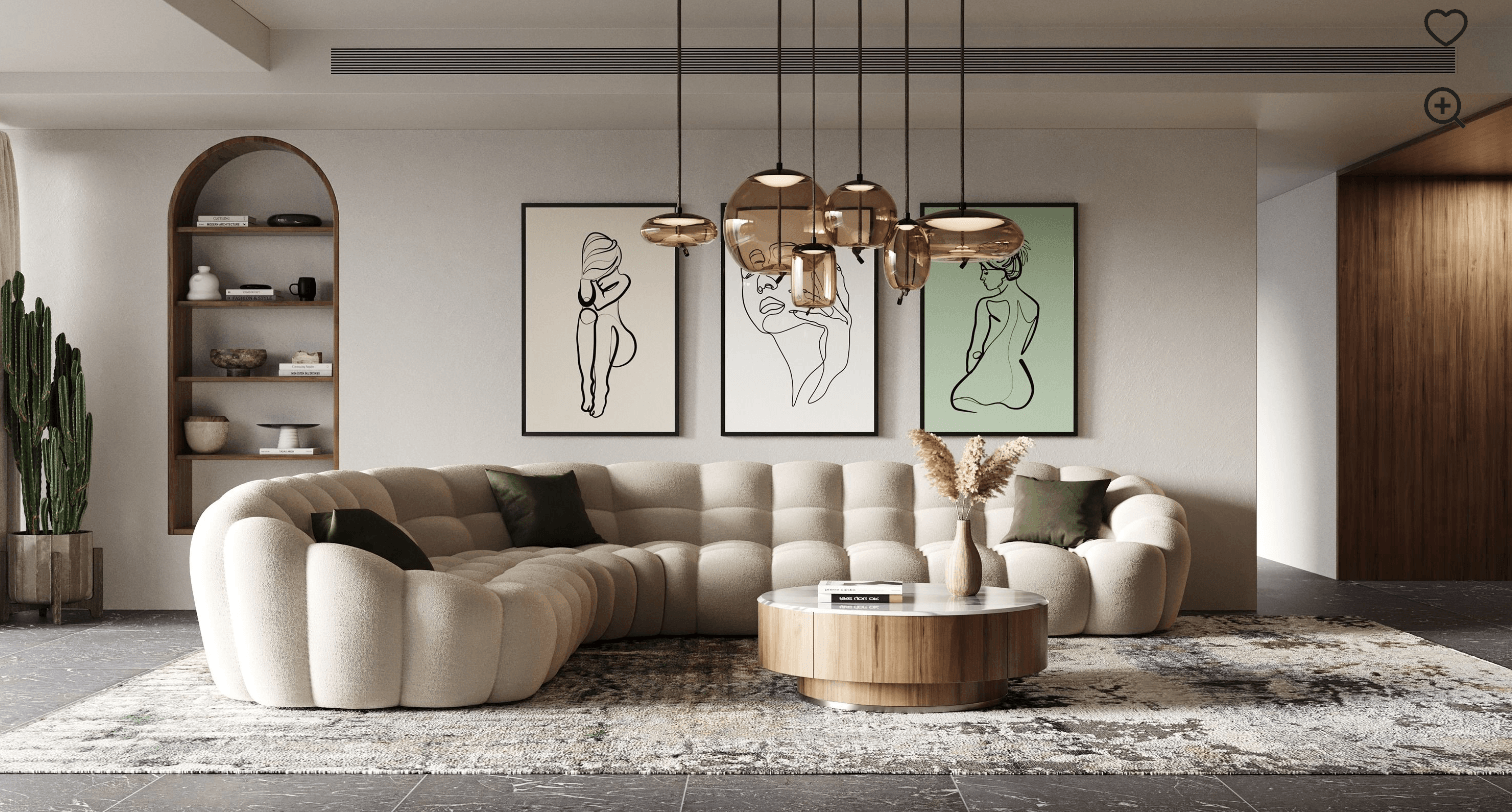 Luzmina Sectional Fabric 204in - Euro Living Furniture