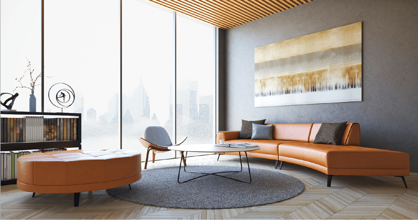 Crescent Leather Sofa Sectional