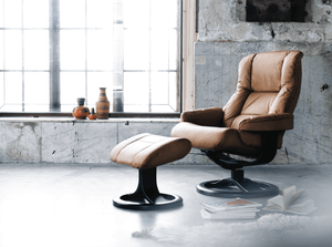 Loen R Leather Reclining Chair in Havana - Euro Living Furniture