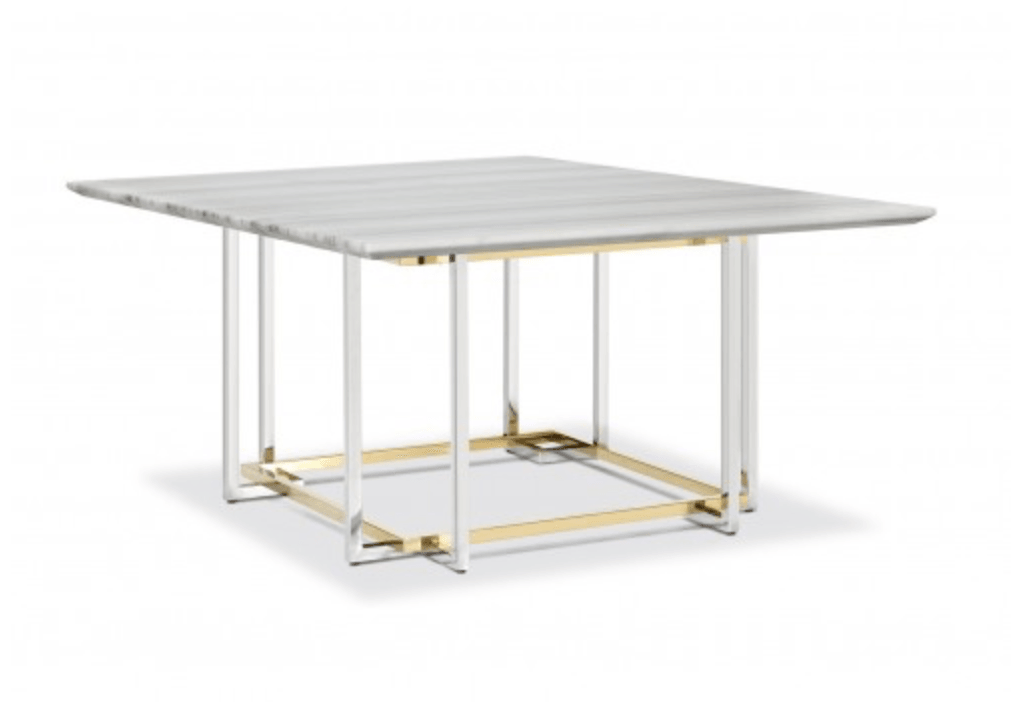 LIN SQUARED GOLD/MARBLE DINING TABLE - Euro Living Furniture