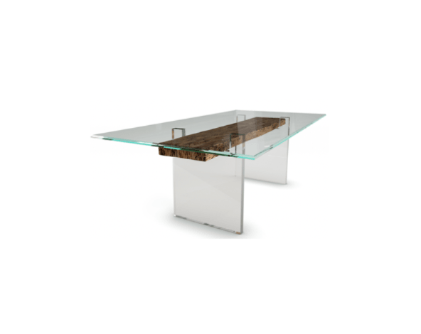 Titanic Cedar Wood table with Acrylic base 86" - Euro Living Furniture