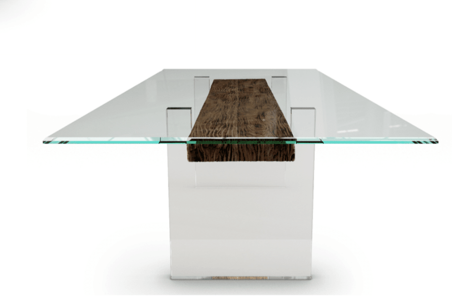 Titanic Cedar Wood table with Acrylic base 86" - Euro Living Furniture