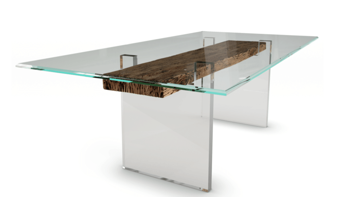 Titanic Cedar Wood table with Acrylic base 86" - Euro Living Furniture