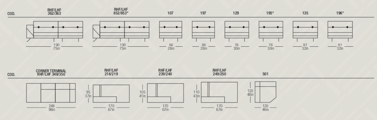 Edith Sectional (LAF Bumper) - Euro Living Furniture