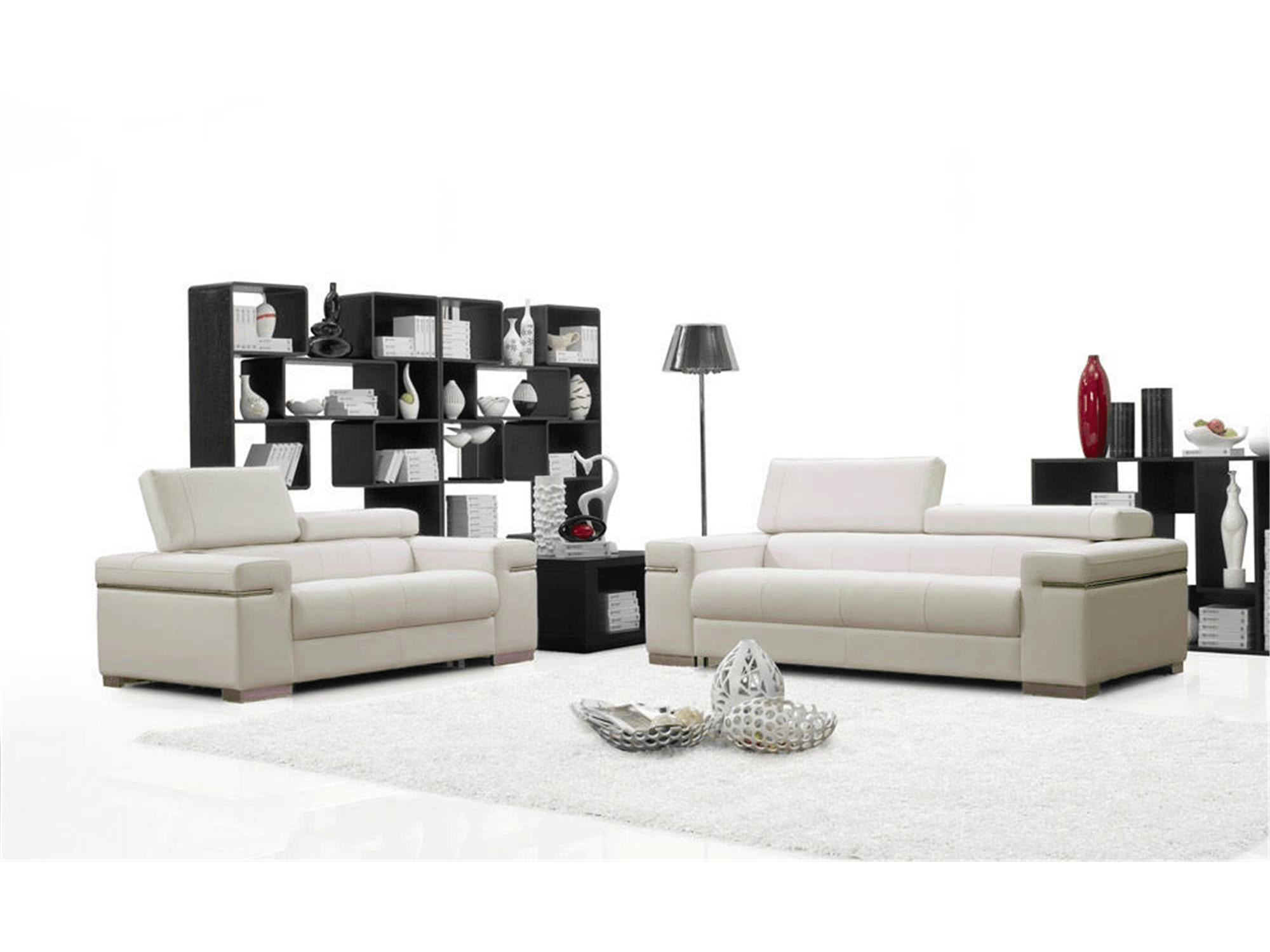 Downtown Leather Sofa In White - Euro Living Furniture