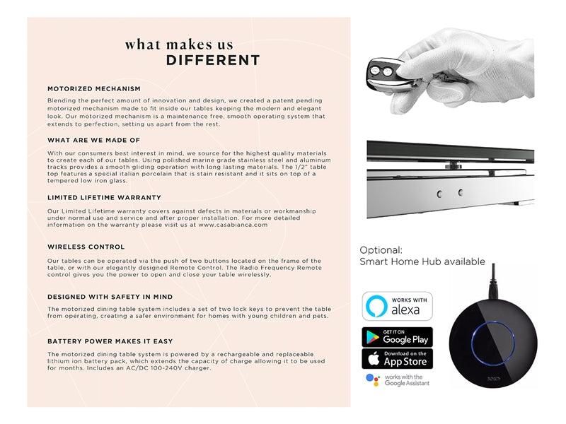 Igor extendable motorized dining table in white marbled porcelain top - Euro Living Furniture