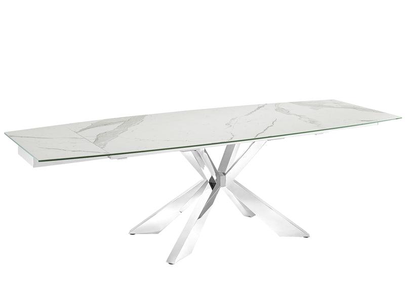 Igor extendable motorized dining table in white marbled porcelain top - Euro Living Furniture