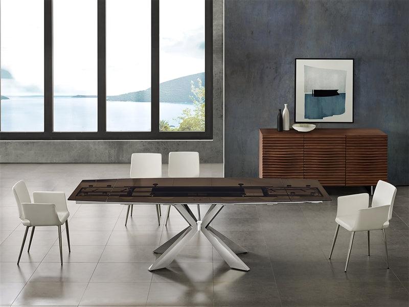 Igor extendable motorized dining table in smoked glass - Euro Living Furniture