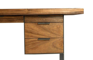 Chamcha Wood Standing Desk, Iron Frame with Drawers, Bar Height - Euro Living Furniture