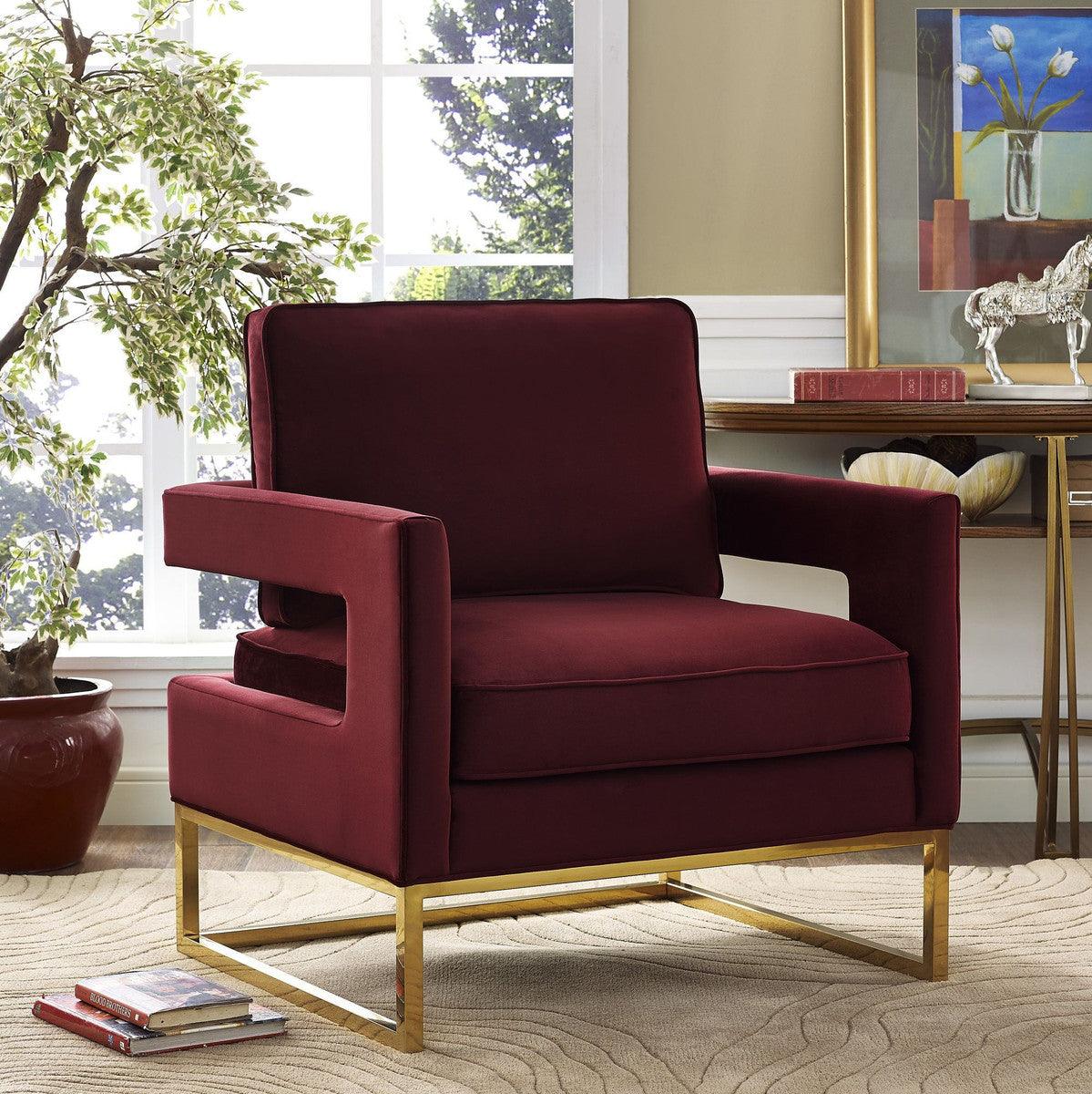 Annabelle Maroon Velvet Chair - Euro Living Furniture