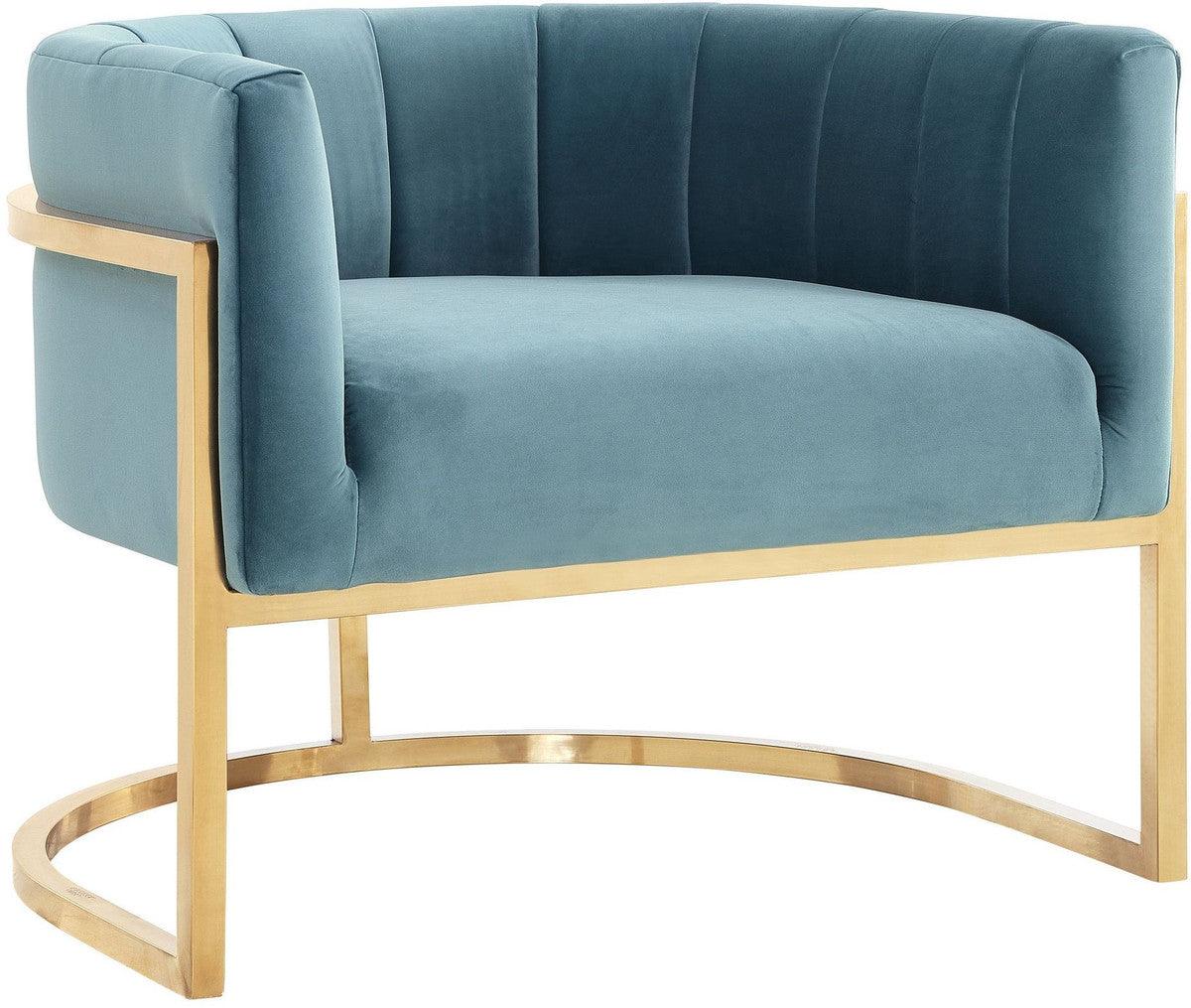 Magna Sea Blue Chair with Gold Base - Euro Living Furniture