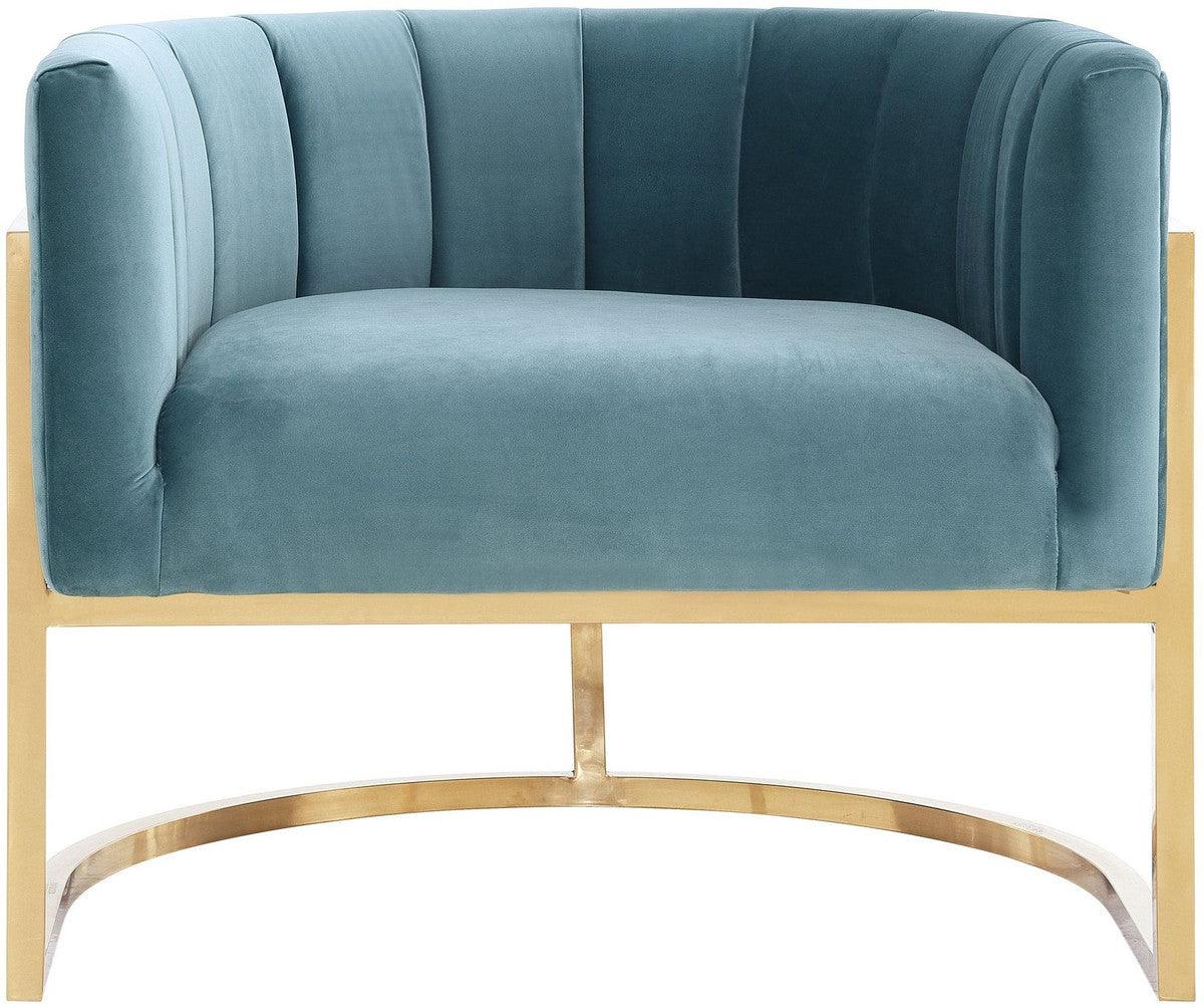 Magna Sea Blue Chair with Gold Base - Euro Living Furniture