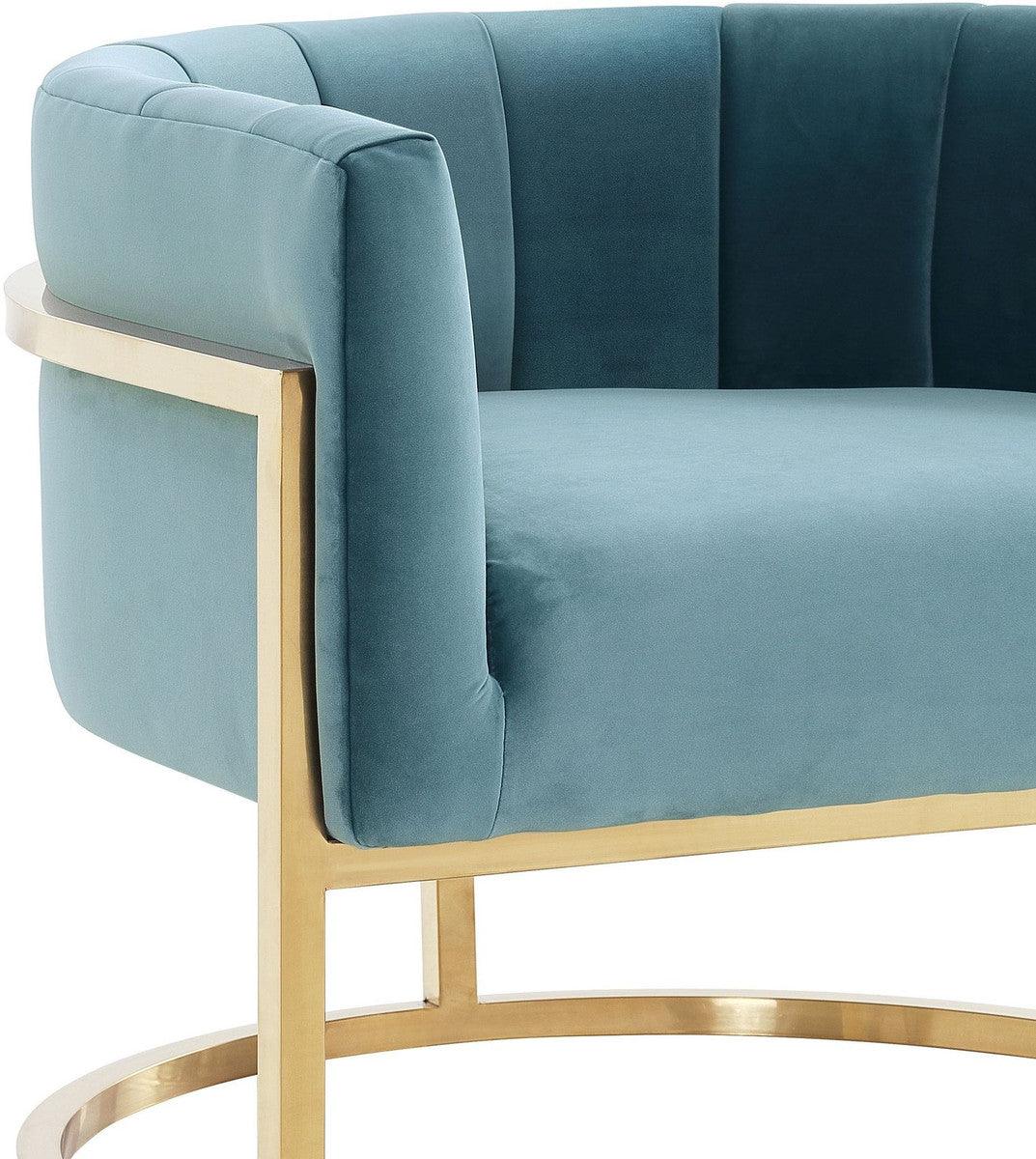 Magna Sea Blue Chair with Gold Base - Euro Living Furniture