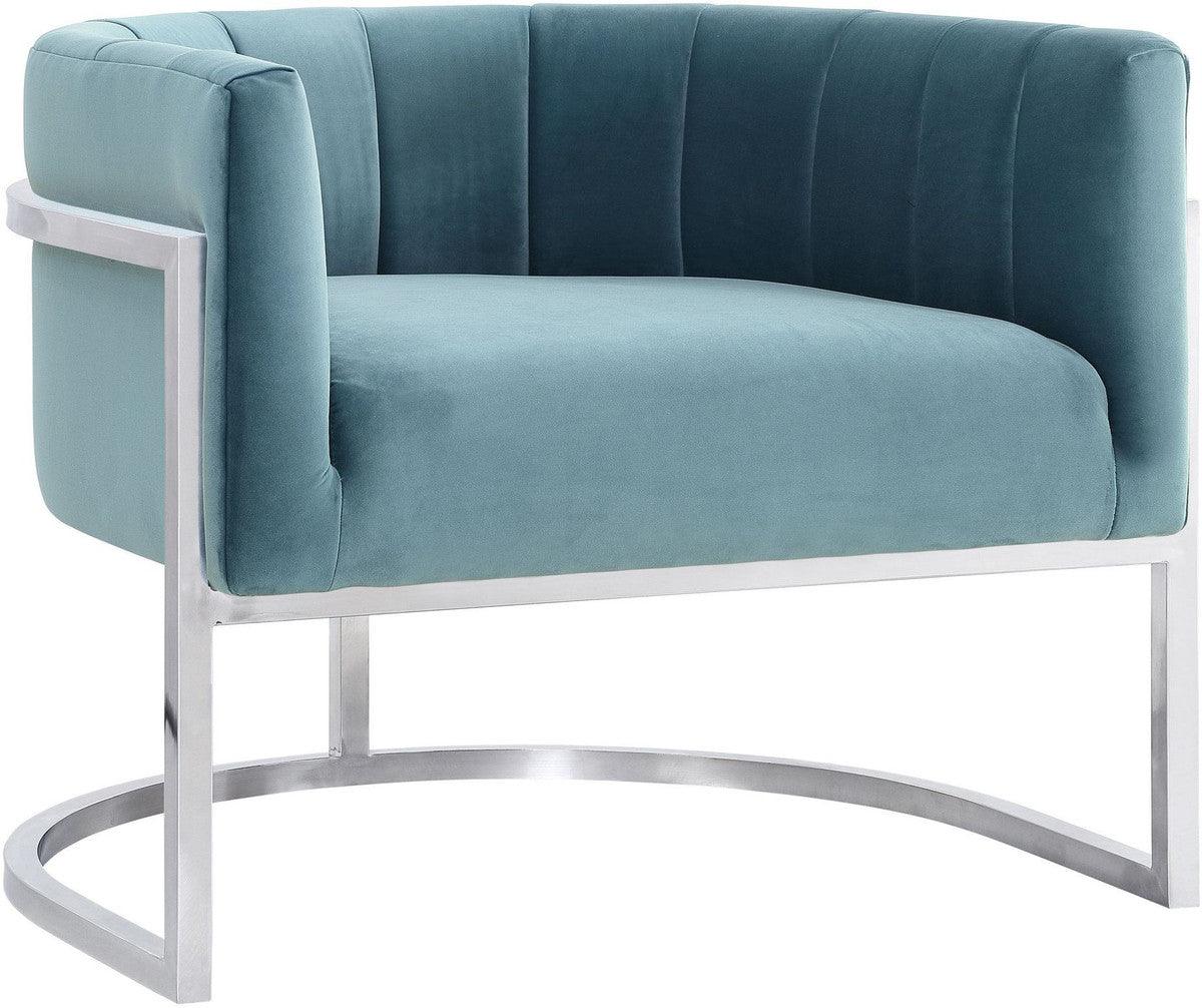 Magna Sea Blue Chair With Silver Base - Euro Living Furniture
