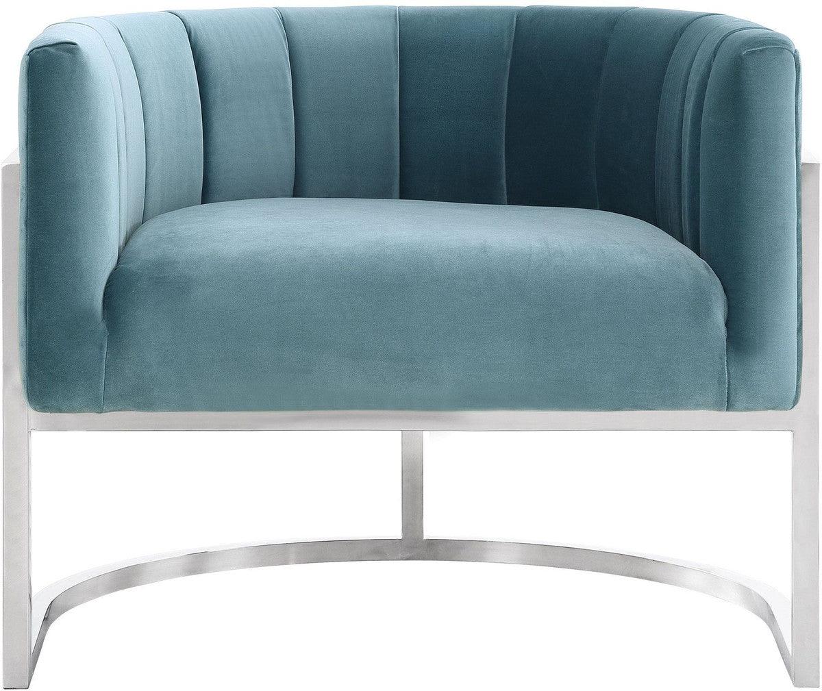 Magna Sea Blue Chair With Silver Base - Euro Living Furniture