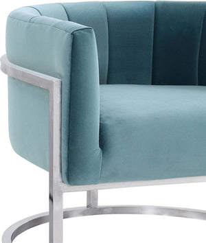 Magna Sea Blue Chair With Silver Base - Euro Living Furniture