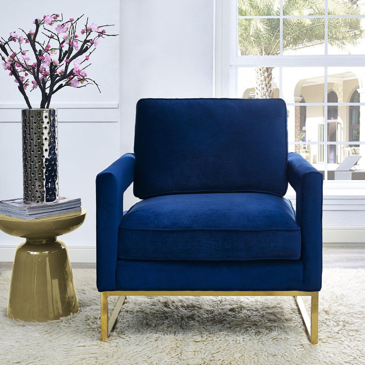 Annabelle Navy Velvet Chair Euro Living Furniture