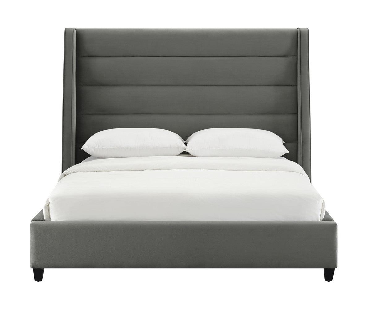 Kaui Grey Velvet Bed - Euro Living Furniture