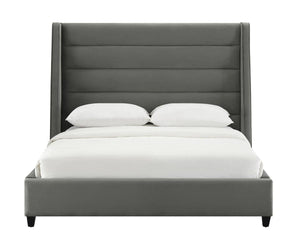 Kaui Grey Velvet Bed - Euro Living Furniture
