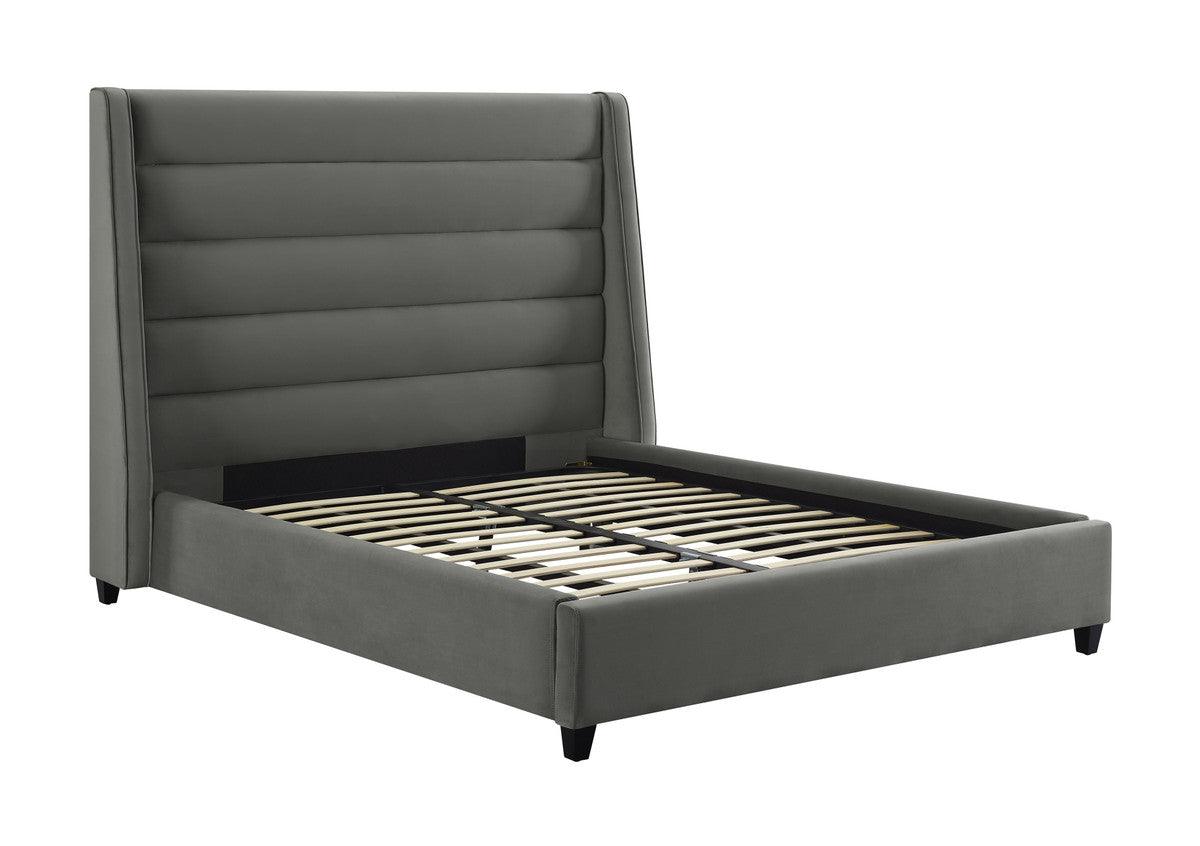 Kaui Grey Velvet Bed - Euro Living Furniture