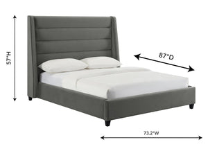 Kaui Grey Velvet Bed - Euro Living Furniture