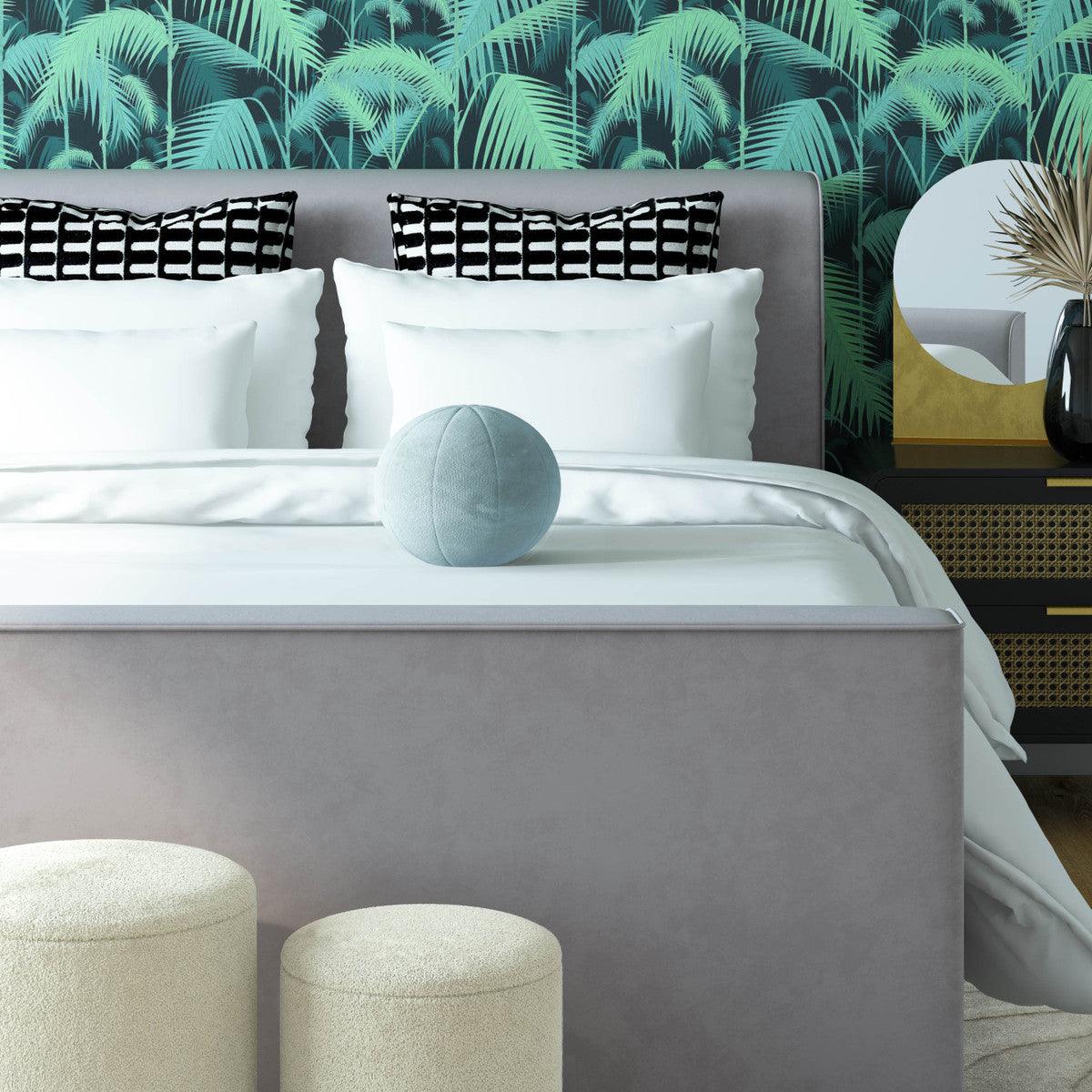 14" Sea Blue Velvet Pillow - Euro Living Furniture