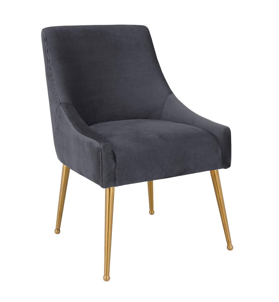 Boston  Pleated Grey Velvet Side Chair - Euro Living Furniture