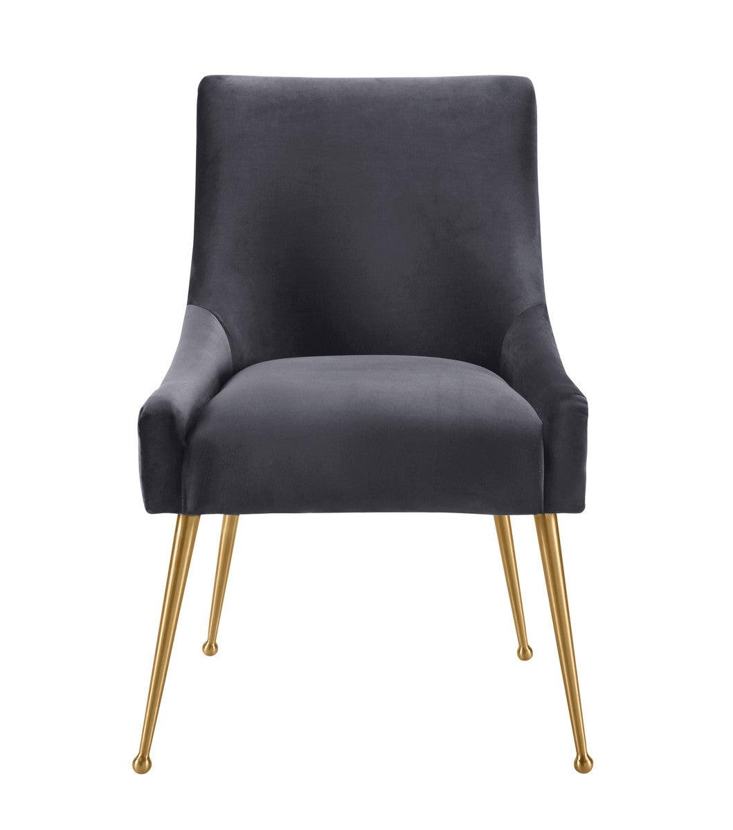 Boston  Pleated Grey Velvet Side Chair - Euro Living Furniture