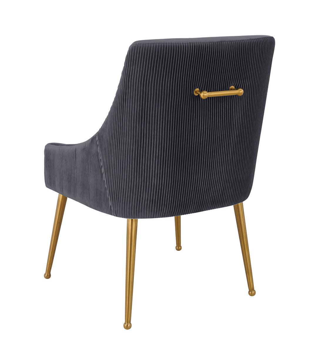 Boston  Pleated Grey Velvet Side Chair - Euro Living Furniture