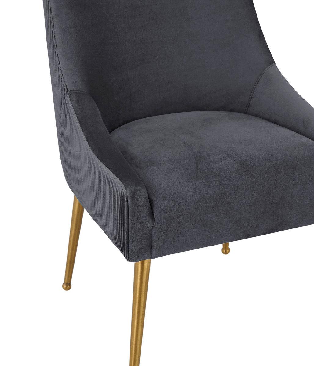 Boston  Pleated Grey Velvet Side Chair - Euro Living Furniture