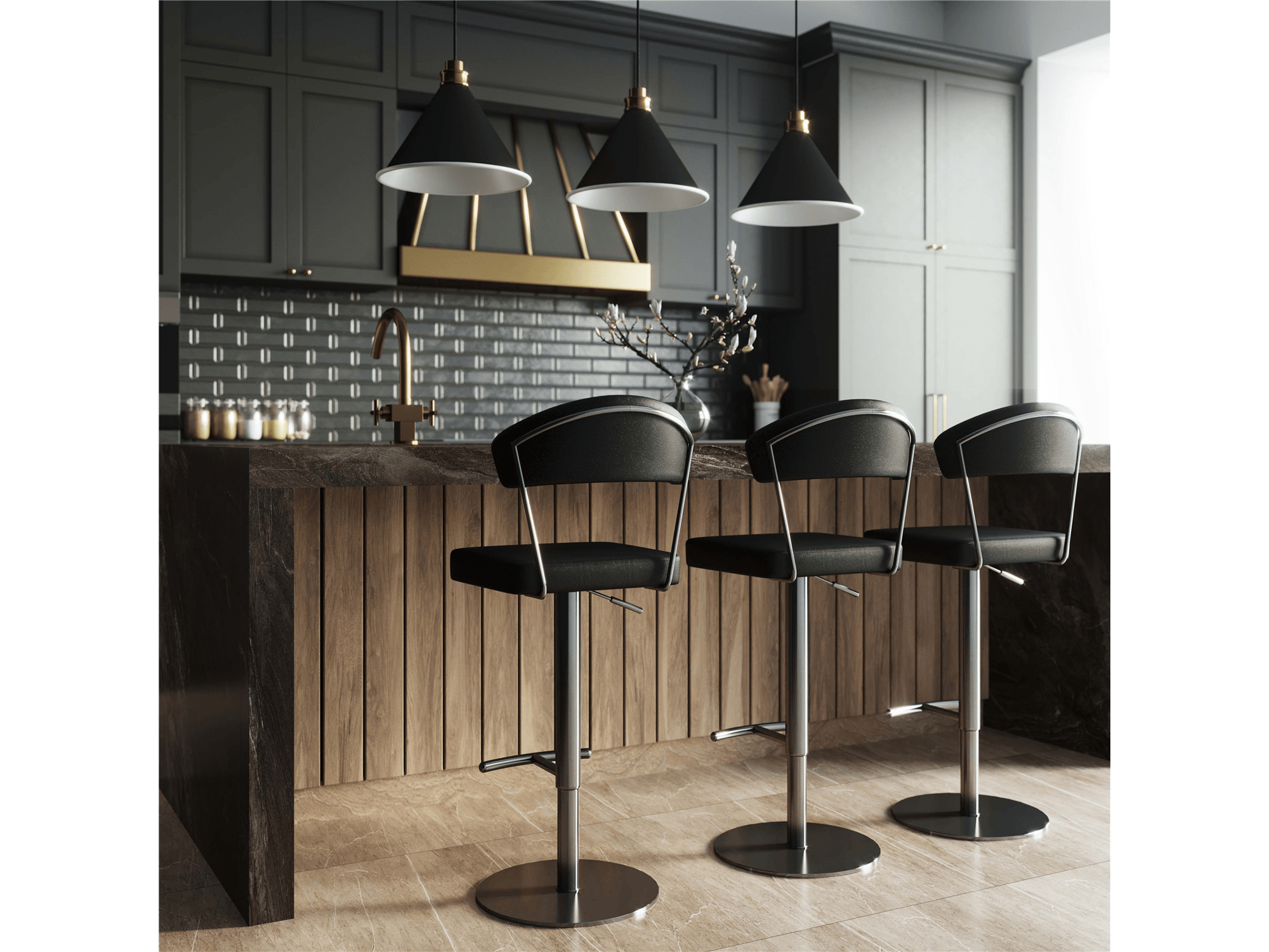 Loreto Black Stool - Euro Living Furniture