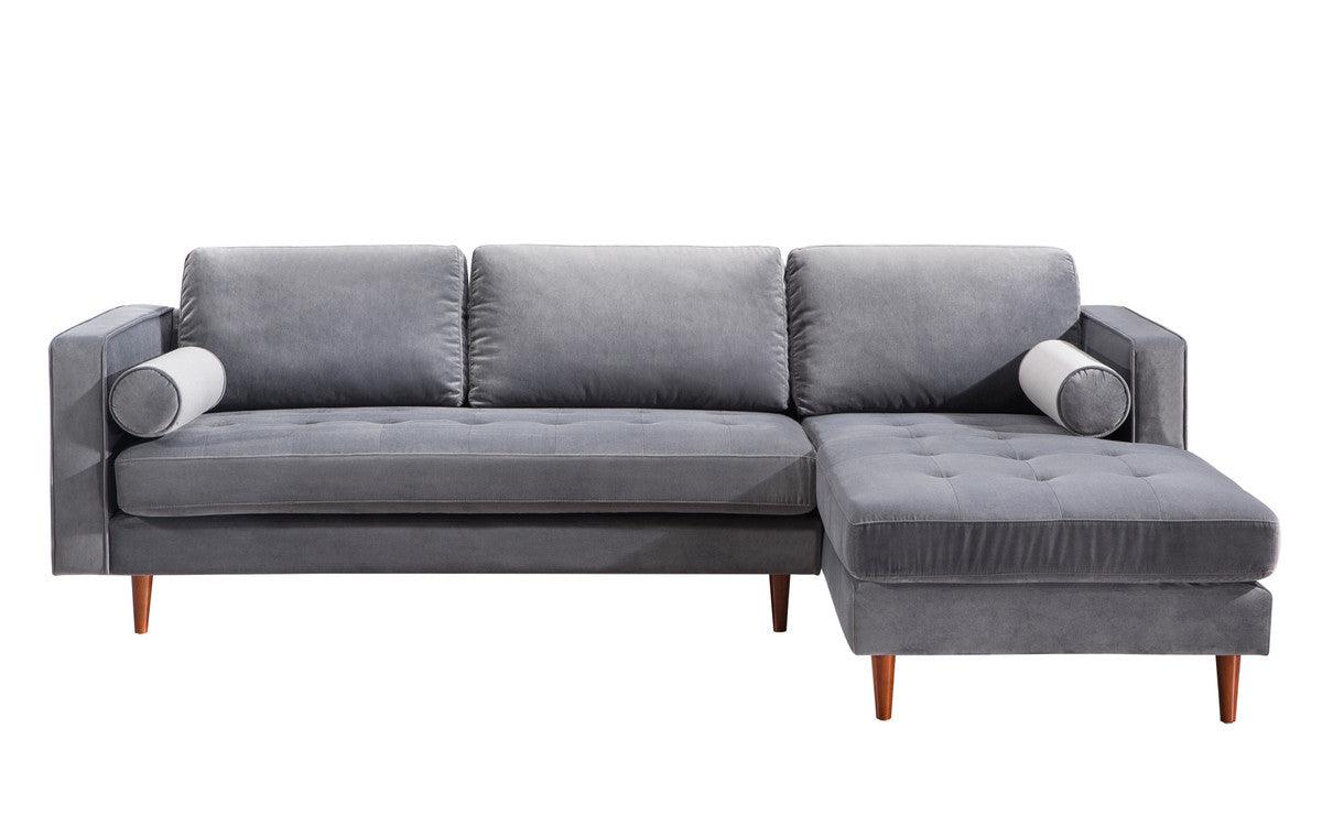 Felipe Grey Velvet Sectional - Euro Living Furniture