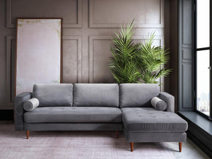 Felipe Grey Velvet Sectional - Euro Living Furniture