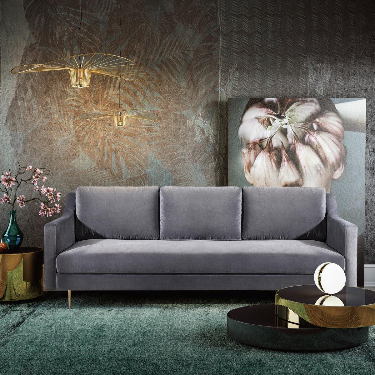 Misha Grey Velvet Sofa - Euro Living Furniture