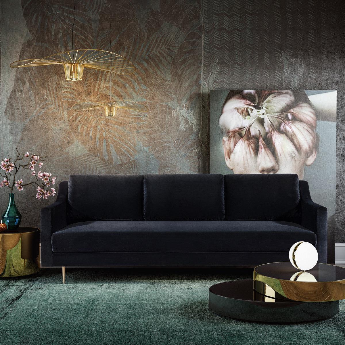 Misha Black Velvet Sofa - Euro Living Furniture