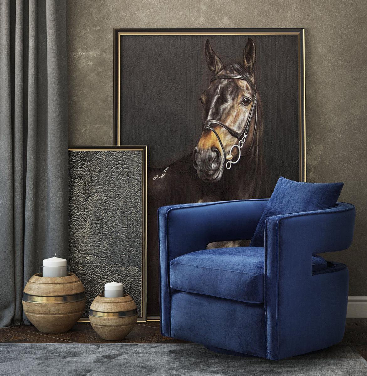 Kendrick Navy Swivel Chair - Euro Living Furniture