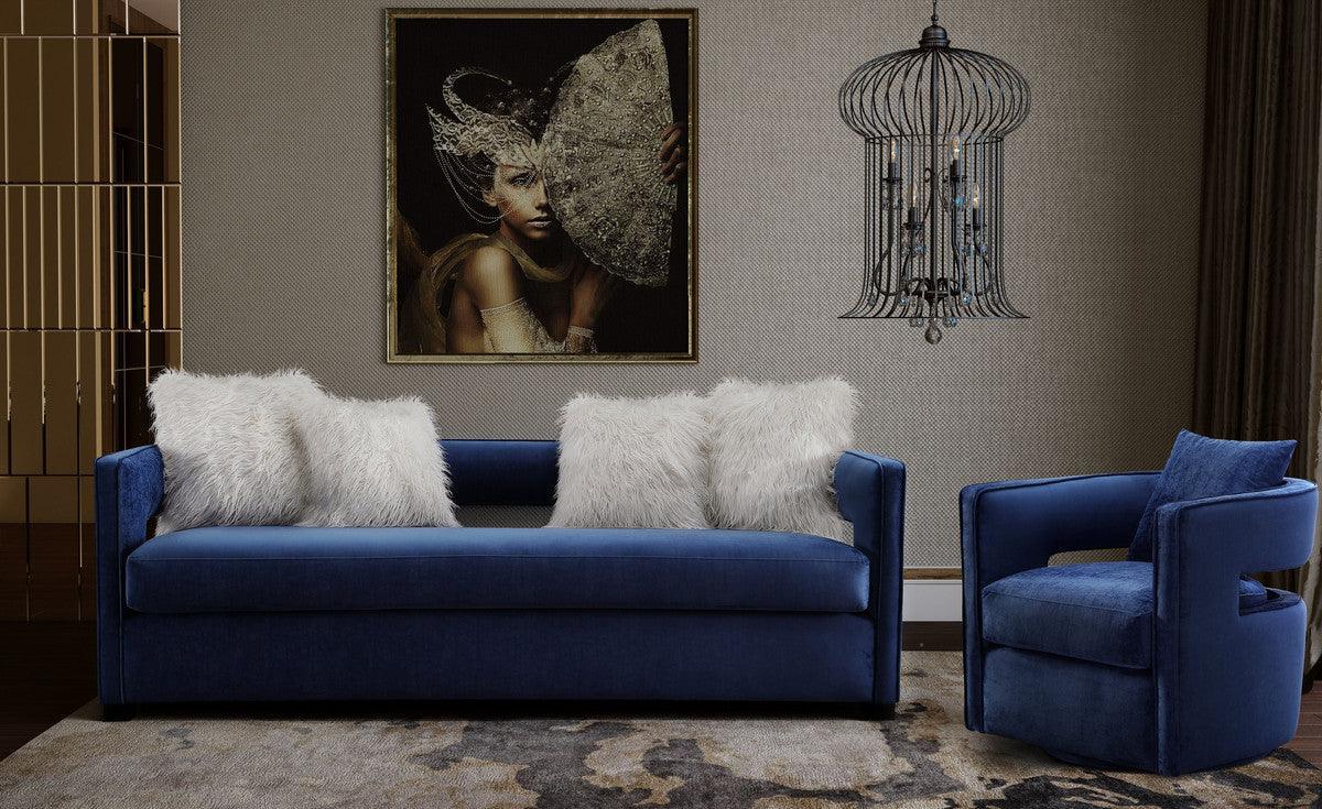 Kendrick Navy Swivel Chair - Euro Living Furniture