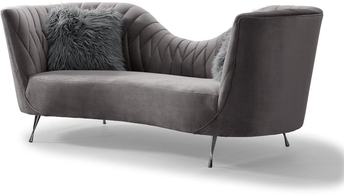 Astra Grey Velvet Sofa - Euro Living Furniture