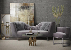 Astra Grey Velvet Sofa - Euro Living Furniture