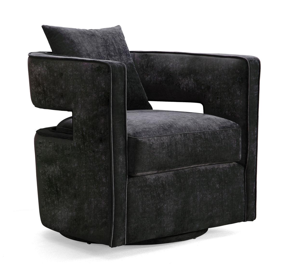 Kendrick Black Swivel Chair - Euro Living Furniture