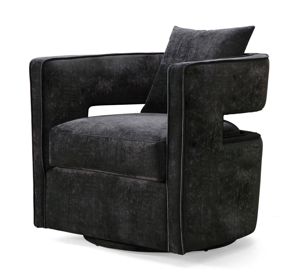 Kendrick Black Swivel Chair - Euro Living Furniture
