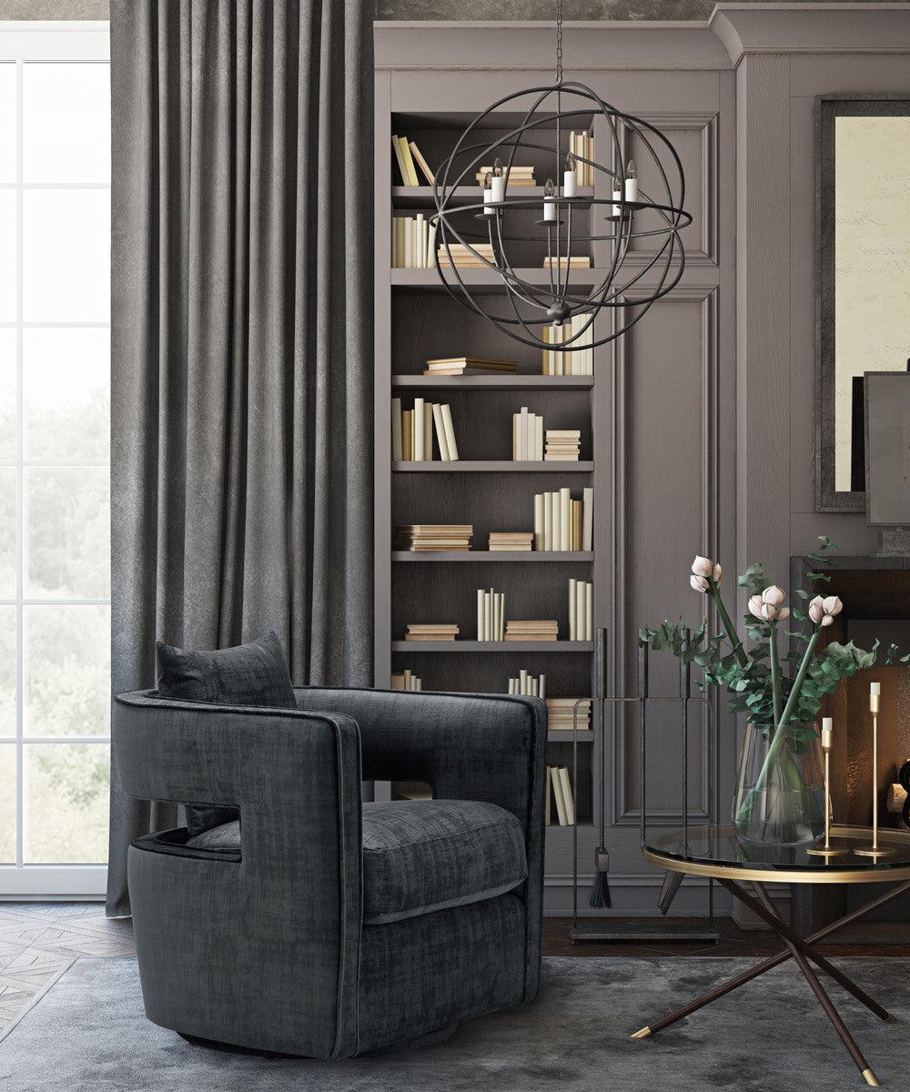 Kendrick Black Swivel Chair - Euro Living Furniture