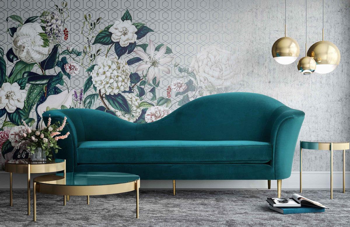 Plymouth Aqua Velvet Sofa - Euro Living Furniture
