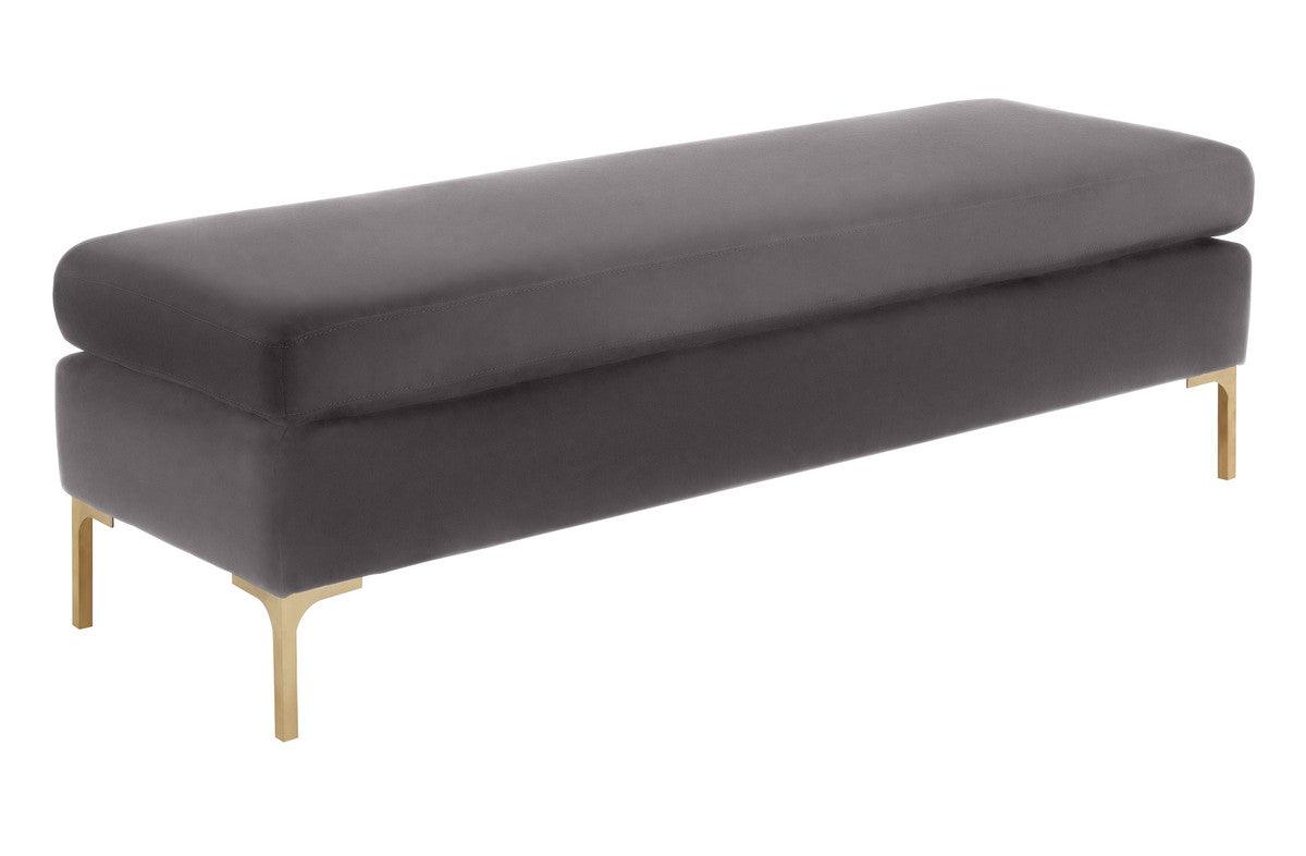 Daphne Grey Velvet Bench - Euro Living Furniture