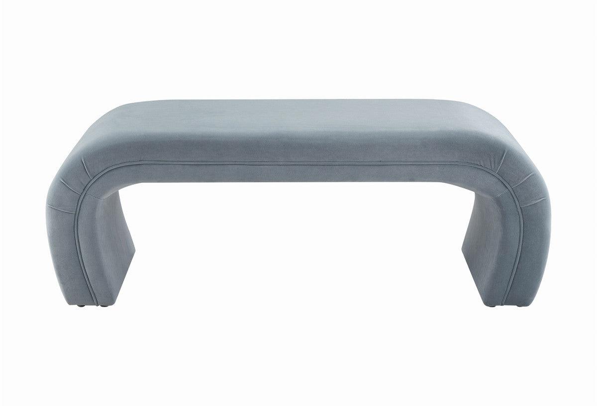 Kenny Sea Blue Velvet Bench - Euro Living Furniture