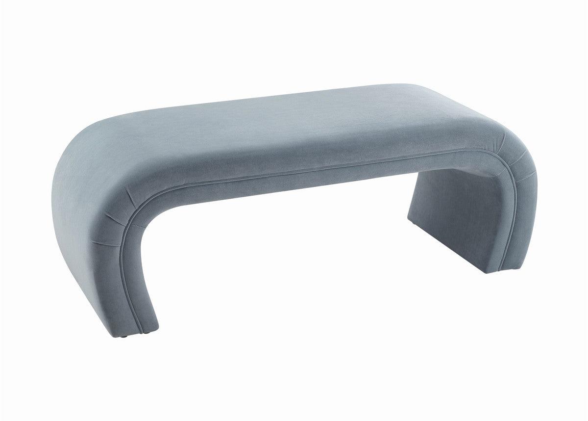 Kenny Sea Blue Velvet Bench - Euro Living Furniture